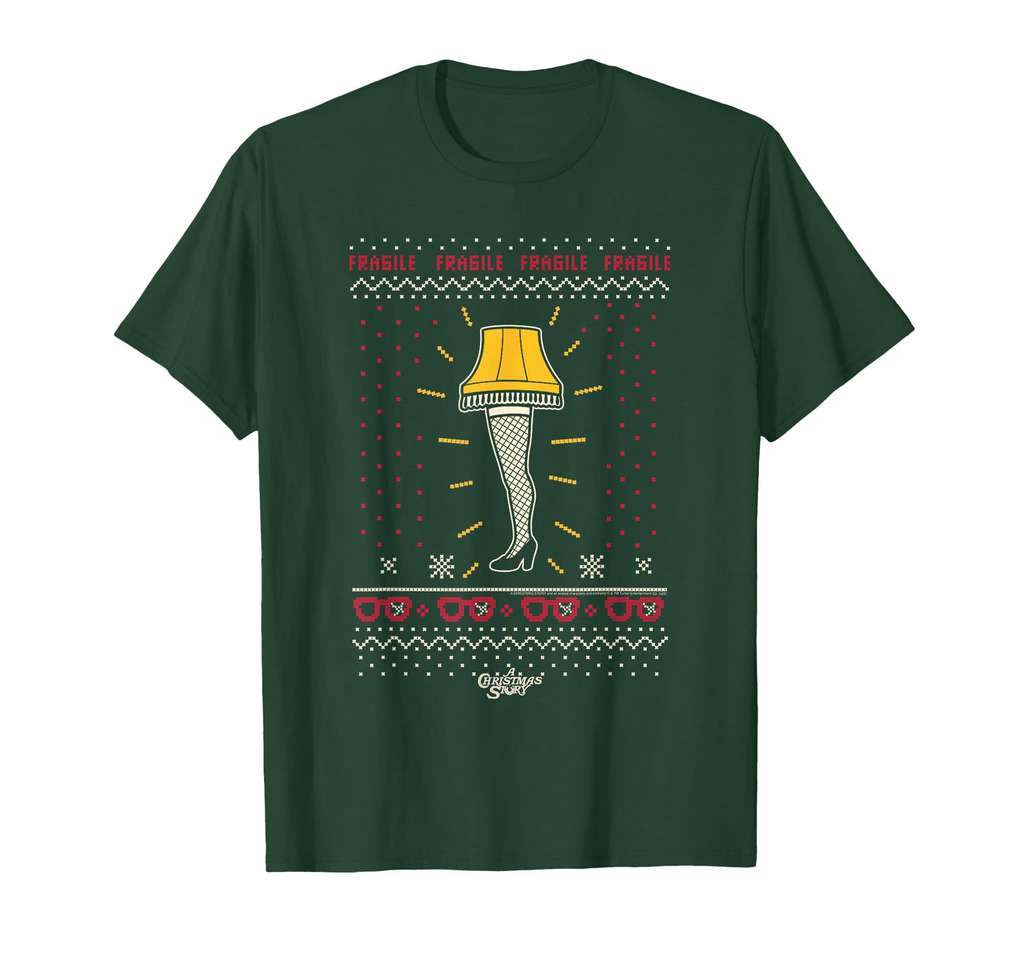 A Christmas Story Fragile Leg Lamp Sweater Print Xmas Movie T-Shirt