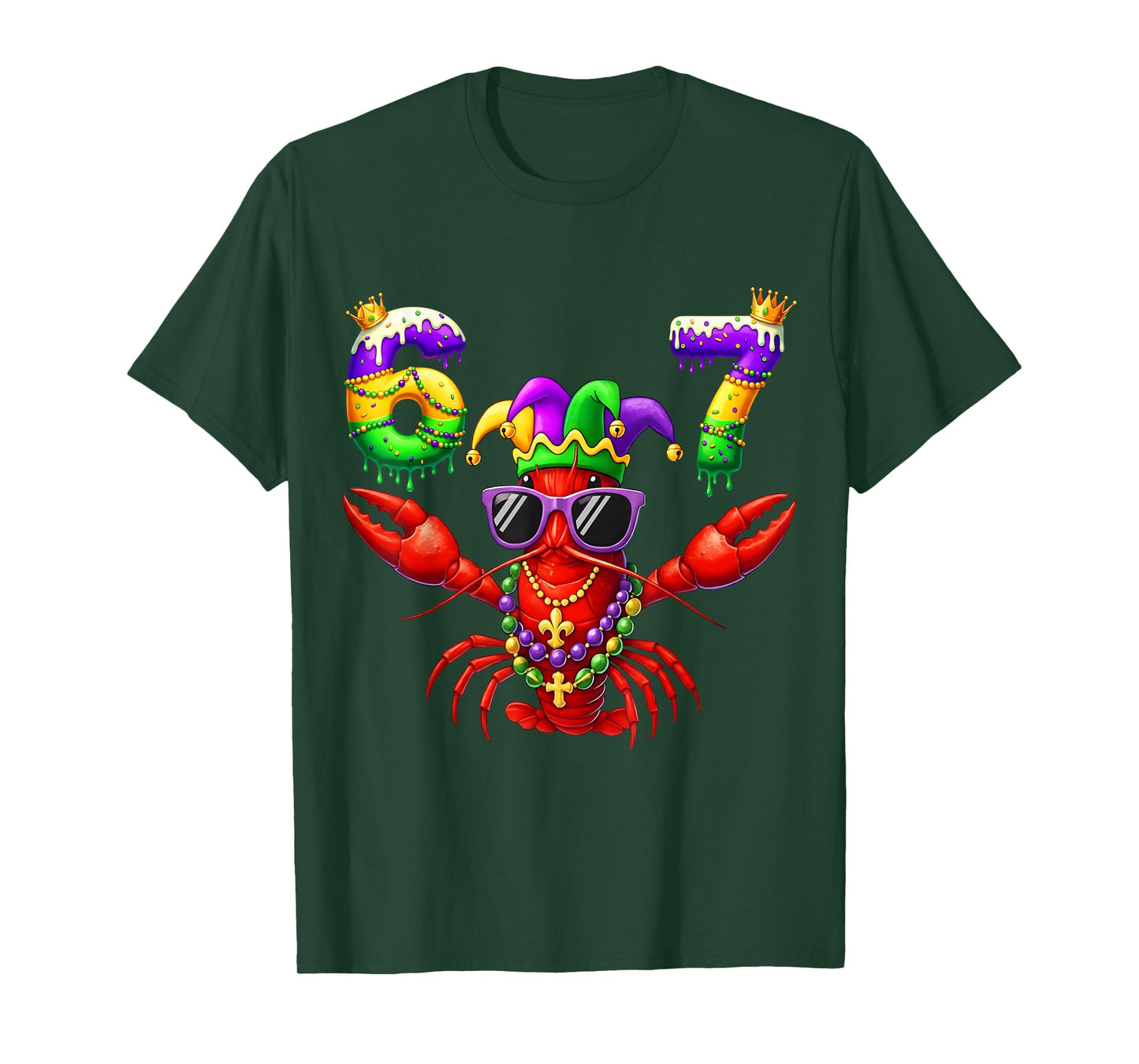 67 Mardi Gras Crawfish Beads Six Seven Carnival Boy Kids 6 7 T-Shirt