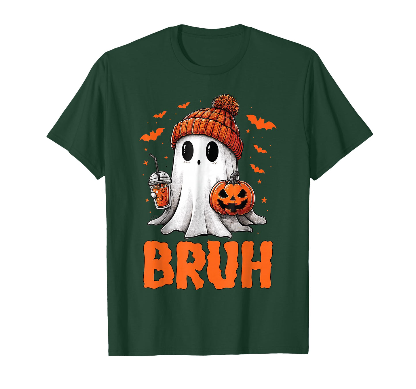 Bruh Ghost Drinking Coffee Halloween Ghost T-Shirt