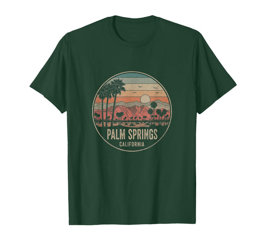 Retro Palm Springs California Drawing Art Design T-Shirt