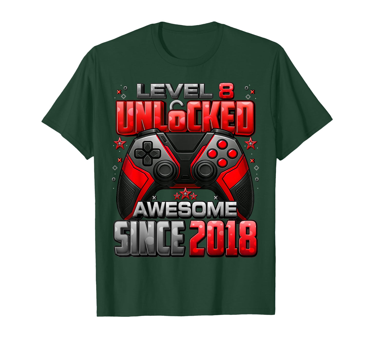 Level 8 Unlocked Awesome Since 2018 8th Birthday Gaming T-Shirt