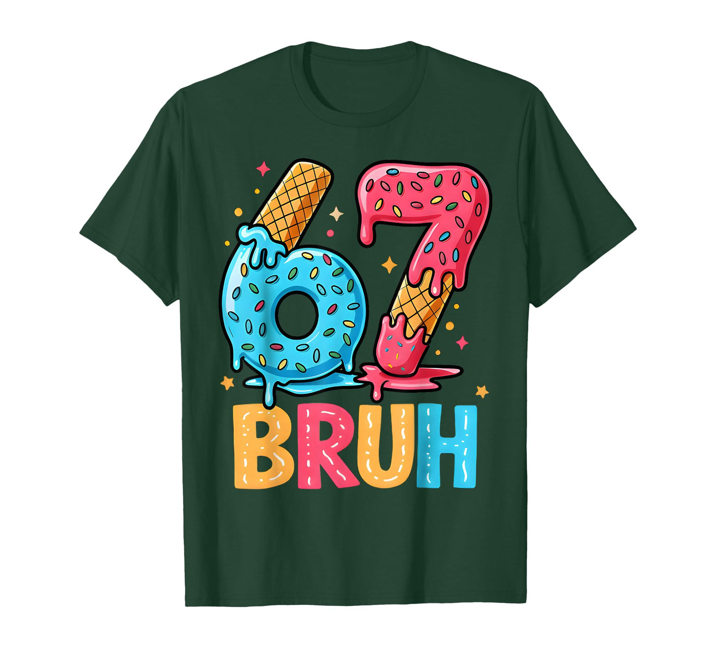 Six Seven Ice Cream Drip Cool Meme 67 Bruh Funny Number T-Shirt