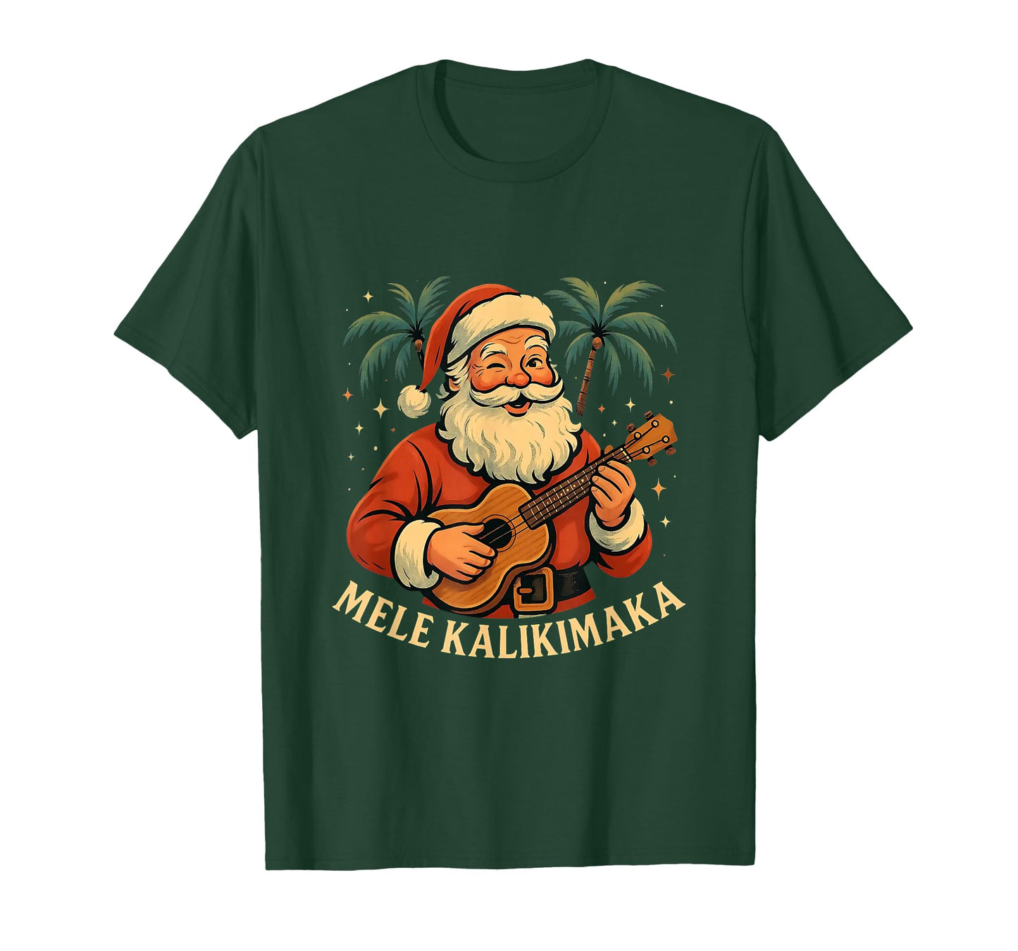 Mele Kalikimaka Hawaiian Santa Tropical Vintage Christmas T-Shirt