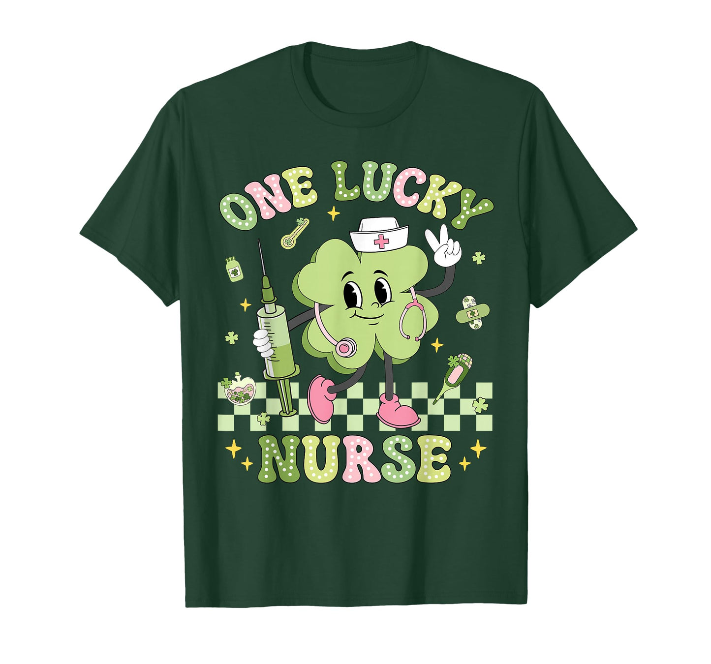 One Lucky Nurse St Patrick's Day Shamrock Irish Women Girl T-Shirt