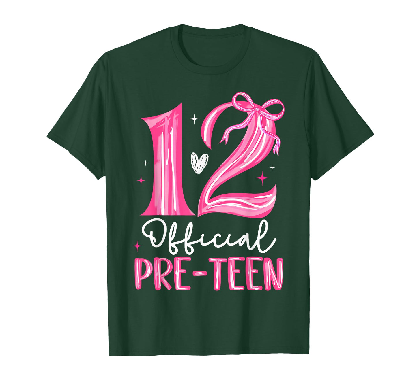 12 Official Pre-Teen 12th Birthday Girl Bow 12 Year Old Kids T-Shirt