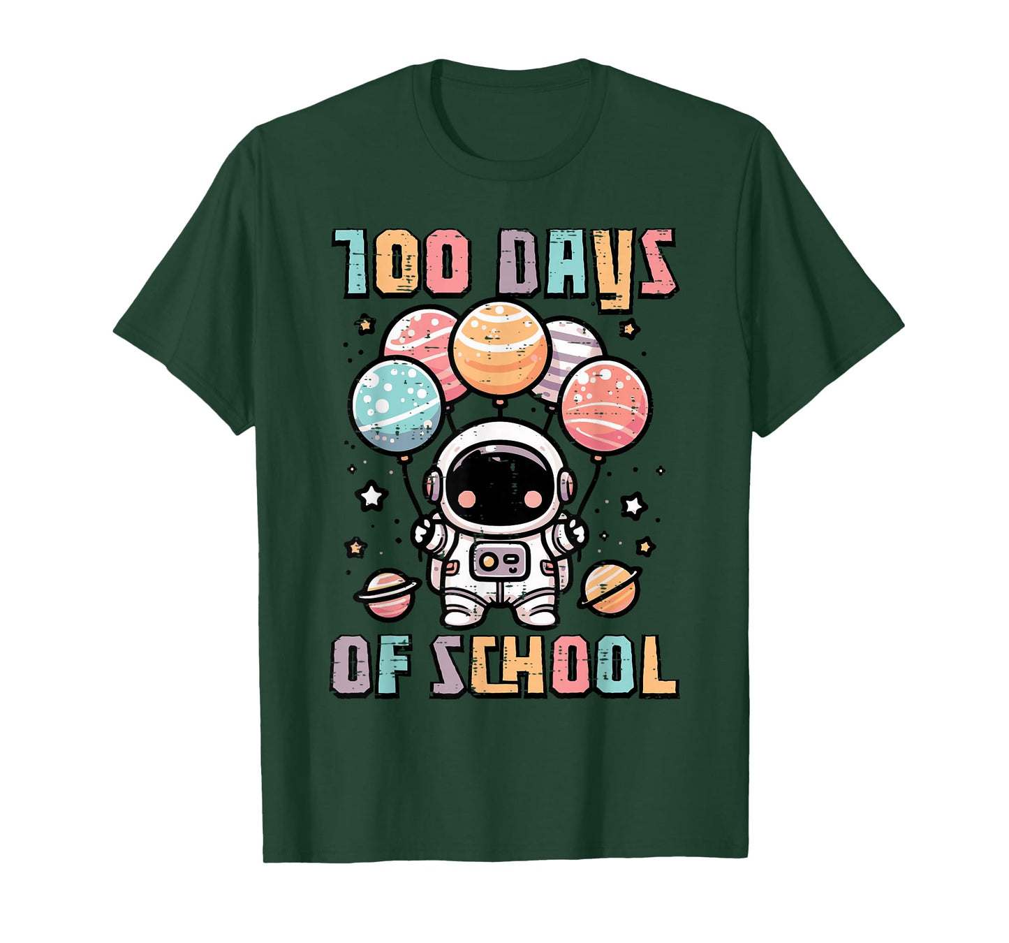 100 Days of School Astronaut Planets Balloon 100th Day Kids T-Shirt