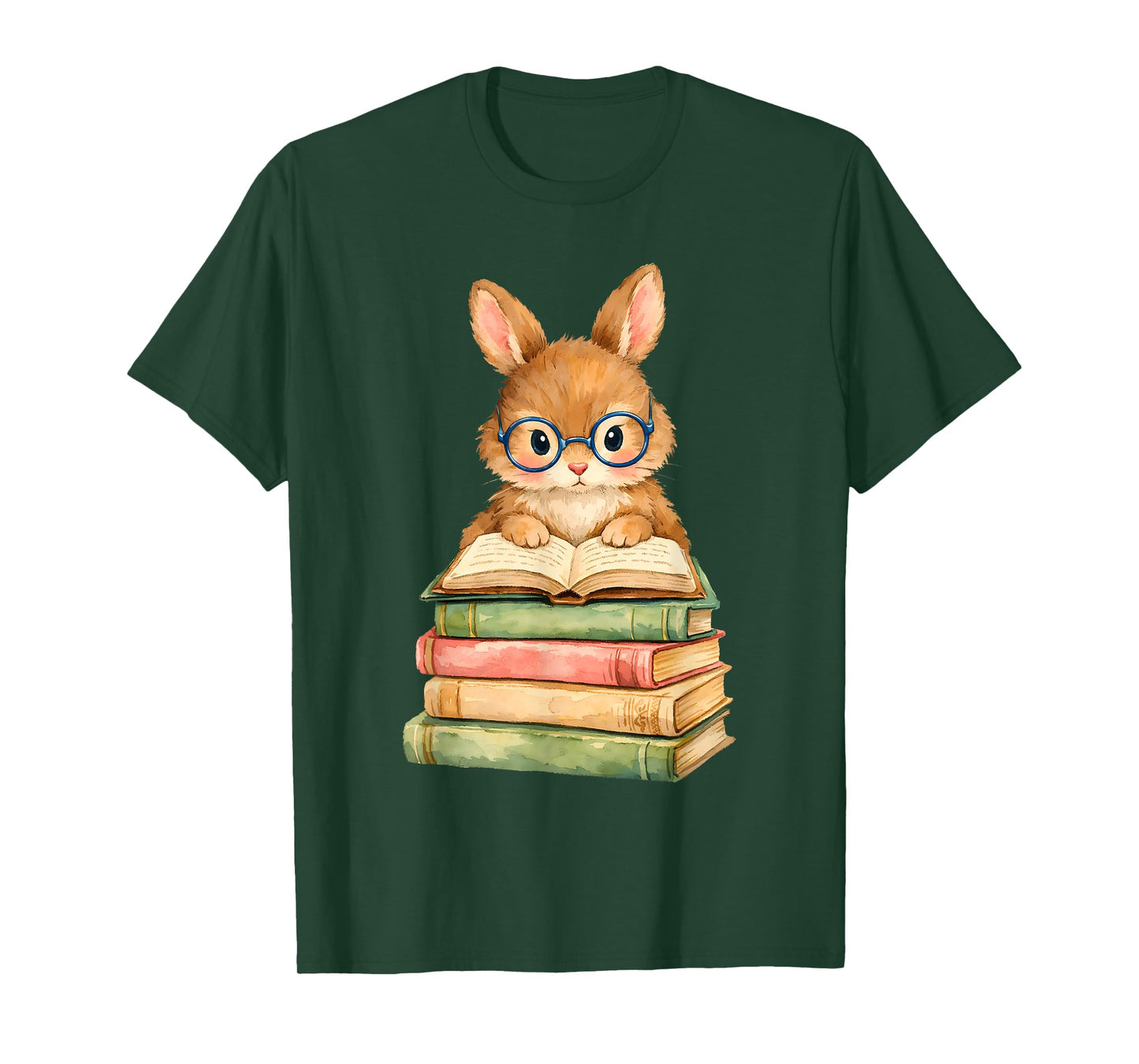 Reading Bunny Rabbit Glasses Book Bookworm Teacher Women T-Shirt