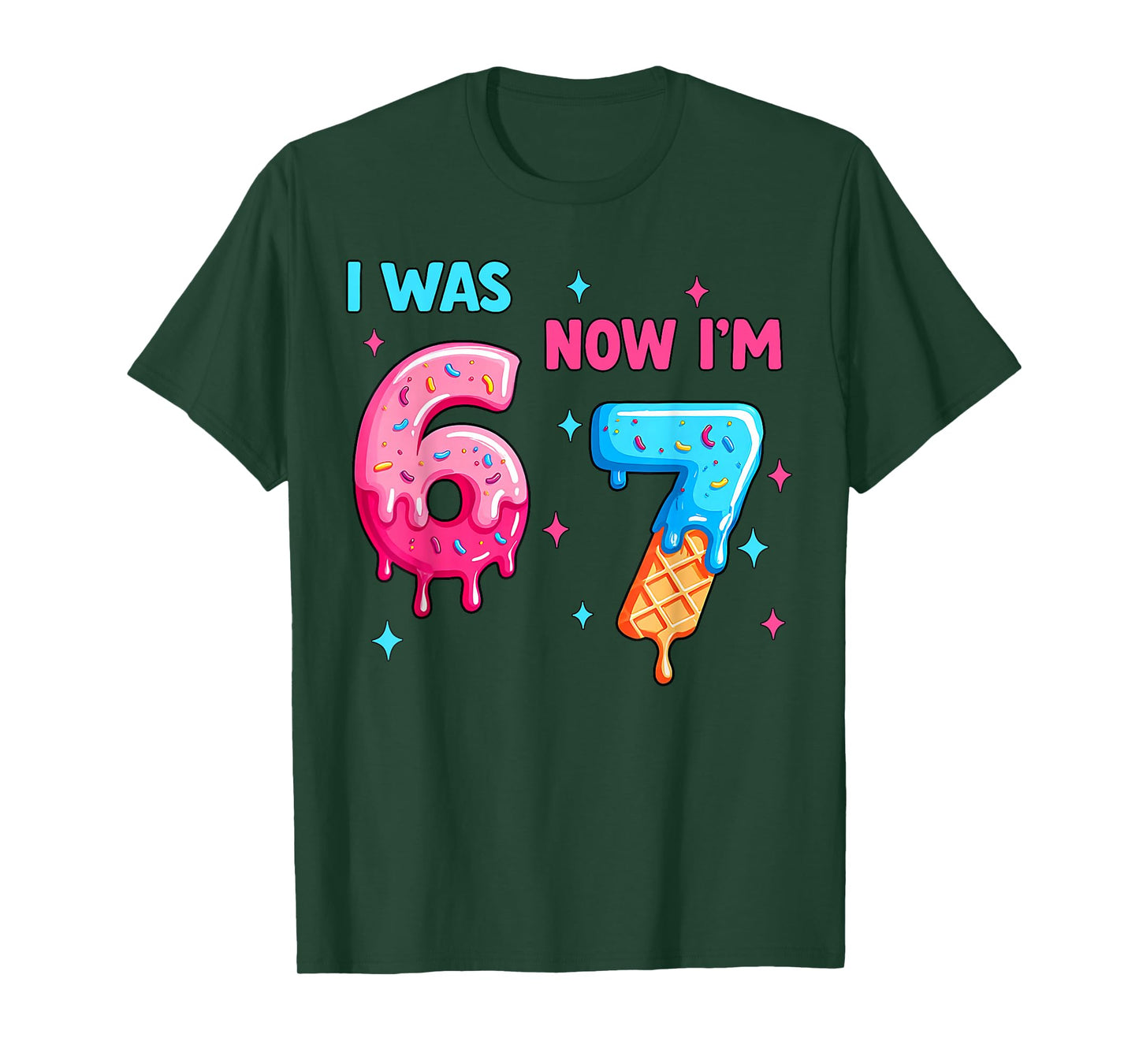 7th Birthday Funny Baseball Drip Six Seven I was 6 Now I'm 7 T-Shirt