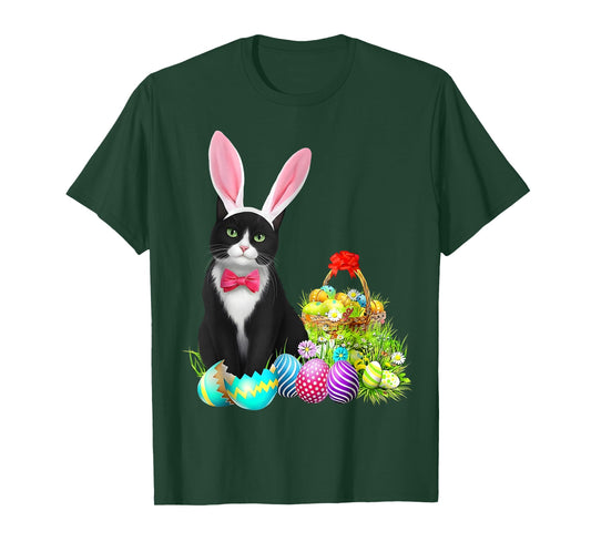 Easter Rabbit Cat Bunny Ears Eggs Happy Easter Day Men Women T-Shirt