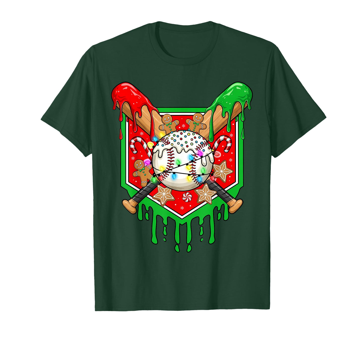 Christmas Baseball Drip for Boys Ice Cream Drip Baseball T-Shirt