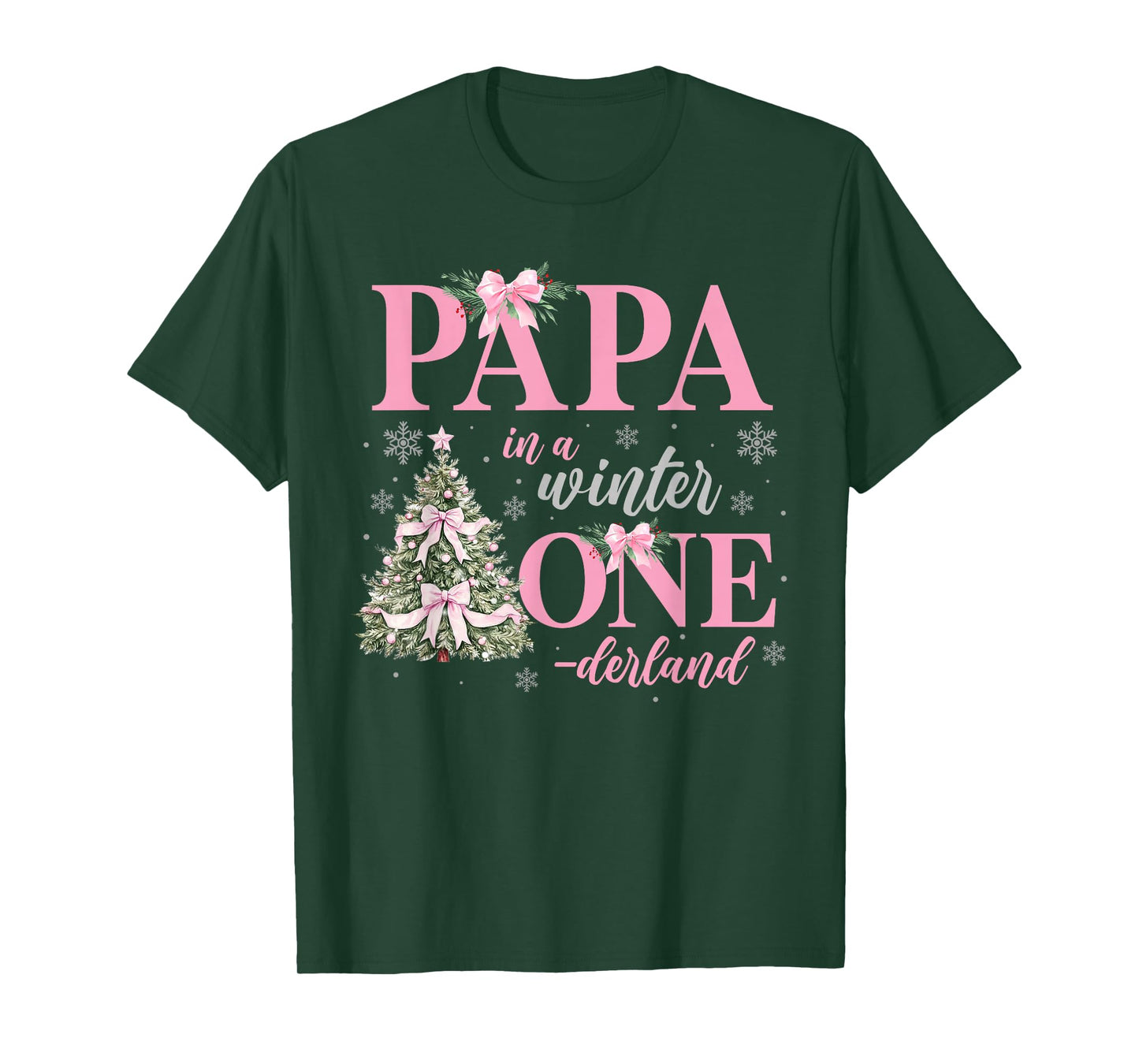 Papa in a Winter Onederland Birthday Girl Christmas Tree T-Shirt