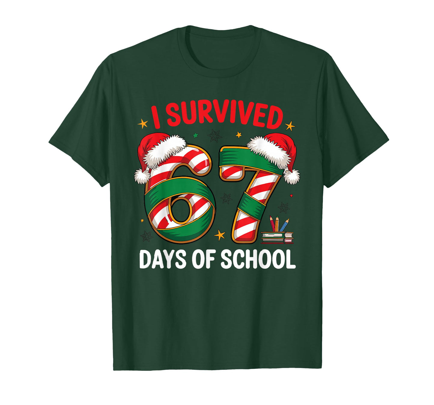 I Survived 67 Days of School Funny Gen Christmas T-Shirt
