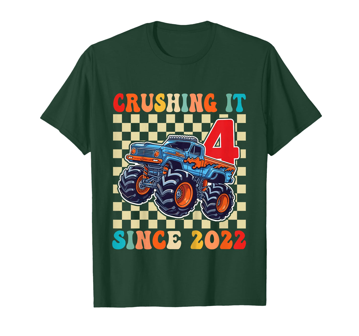 Birthday Monster Truck 4 Year Old Boys 4th Party Born 2022 T-Shirt