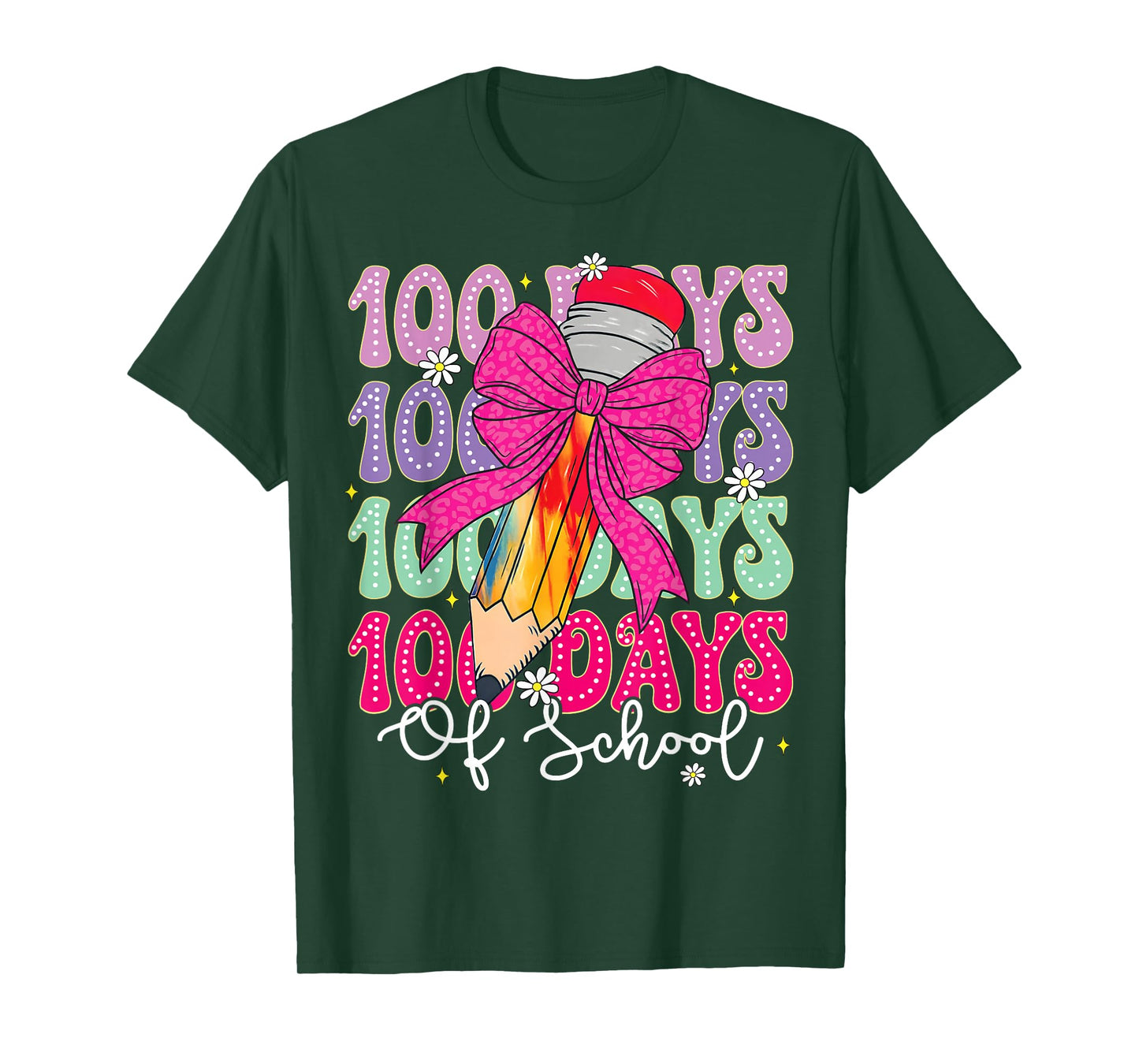 100 Days of School Coquette Bow 100th Day of School Girls T-Shirt