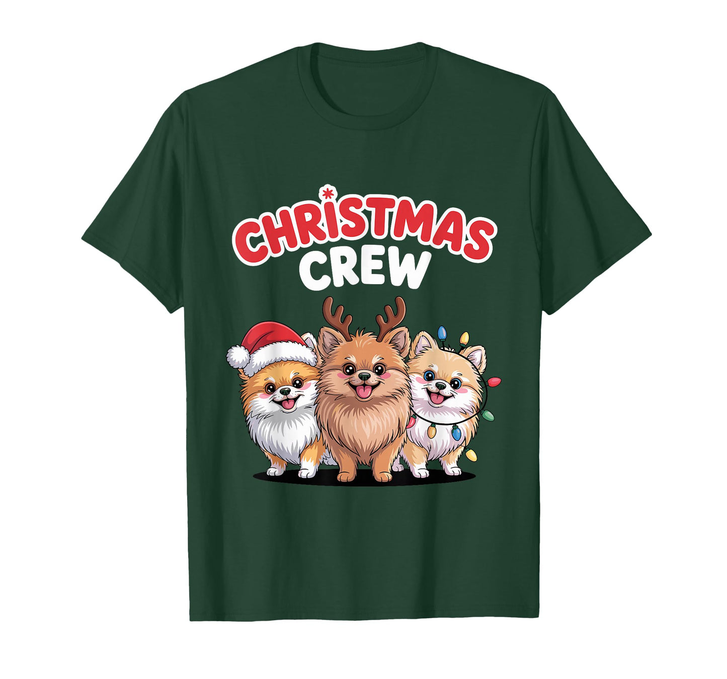 Christmas Crew Xmas Puppy Dog Funny Christmas Pomeranian T-Shirt