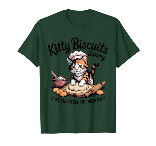 Cat Baking Kitty Biscuits We Knead Em You Need Em T-Shirt
