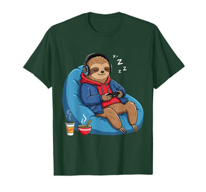Gamer Sloth Sleeping Video Game Funny T-Shirt