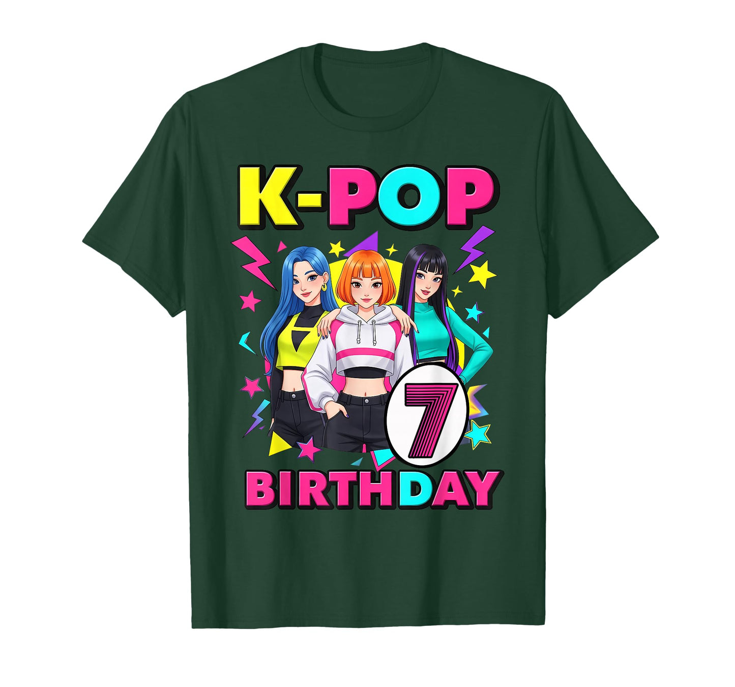 7 Years Old Birthday K Pop Kids 7th Birthday Girls K-pop T-Shirt