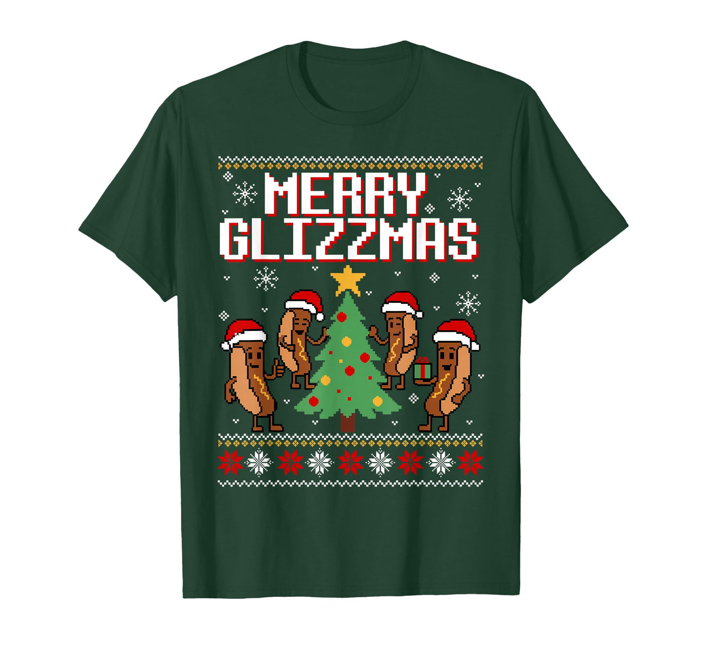 Merry Glizzmas Funny Merry Christmas Hotdogs Xmas Gift T-Shirt