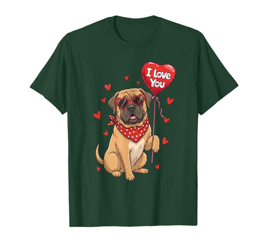 Mastiff Valentine Heart I Love You Dog Lovers T-Shirt