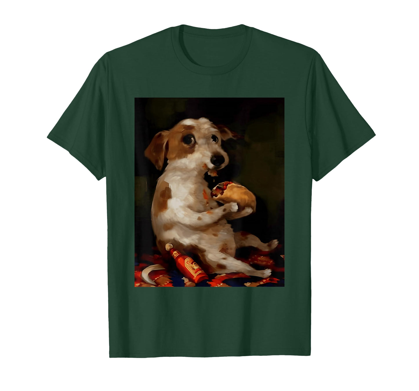 Funny Dog Chill with Taco Vintage Oil Painting Men Women T-Shirt