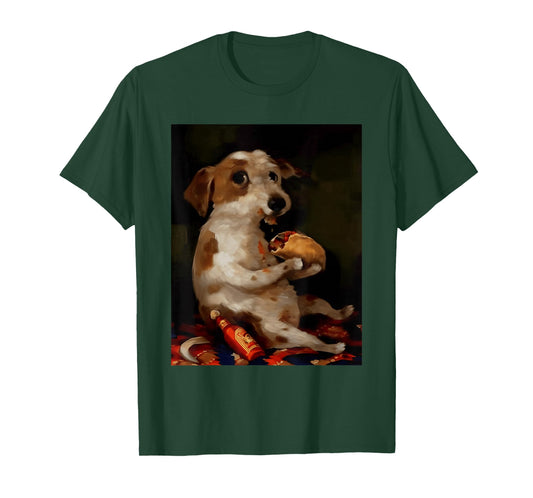 Funny Dog Chill with Taco Vintage Oil Painting Men Women T-Shirt