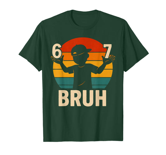 67 Bruh Retro Boy 6 7 Meme Kids Kindergarten Teen Funny 6-7 T-Shirt