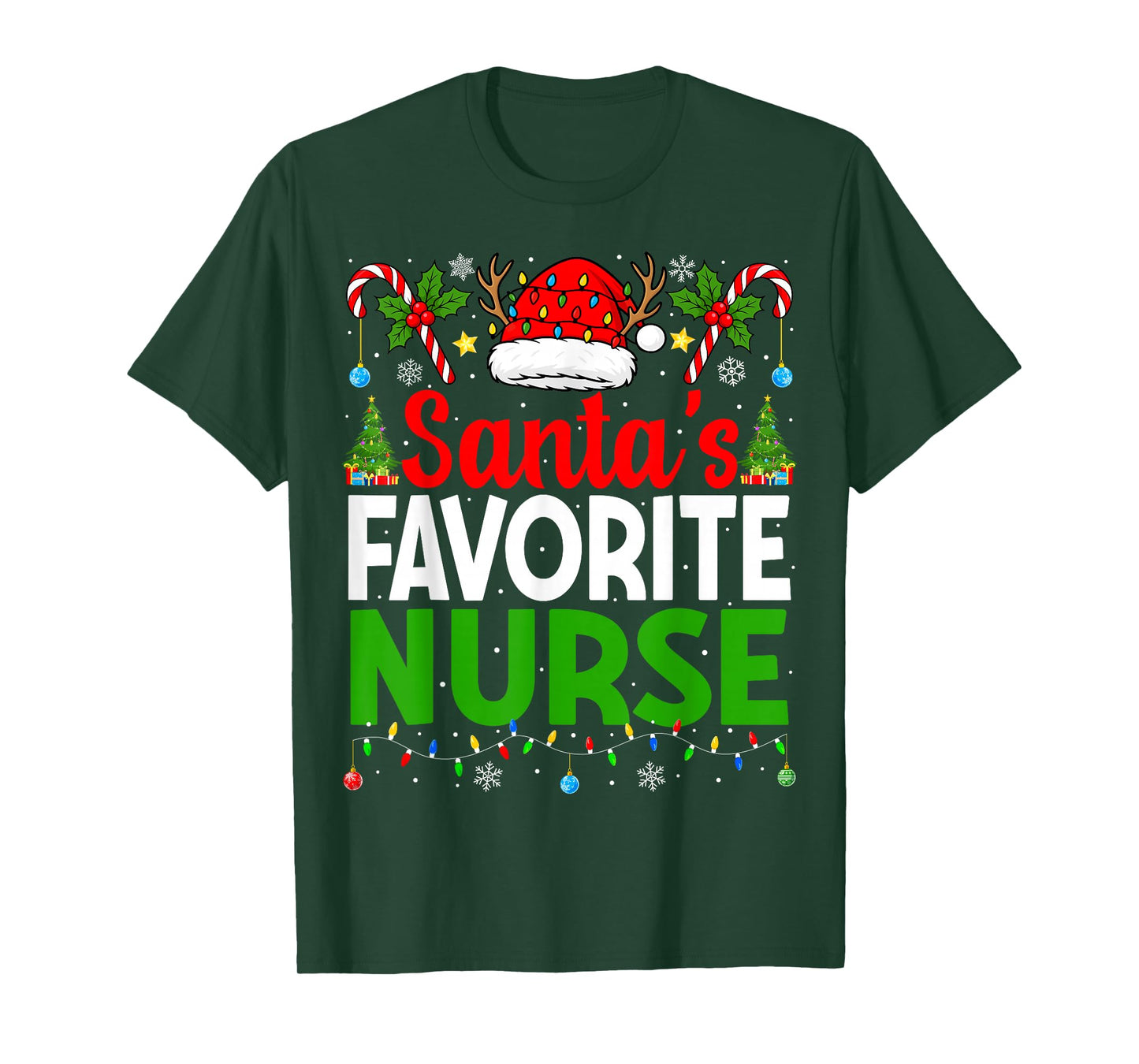Santas Favorite Nurse RN Christmas Nursing Christmas Nurse T-Shirt