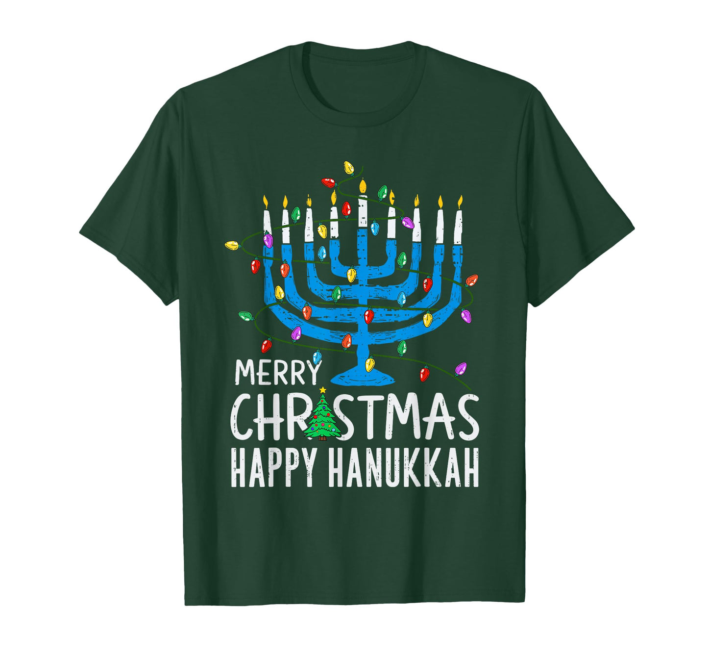 Merry Christmas Happy Hanukkah Jewish Menorah Chanukah Pjm T-Shirt
