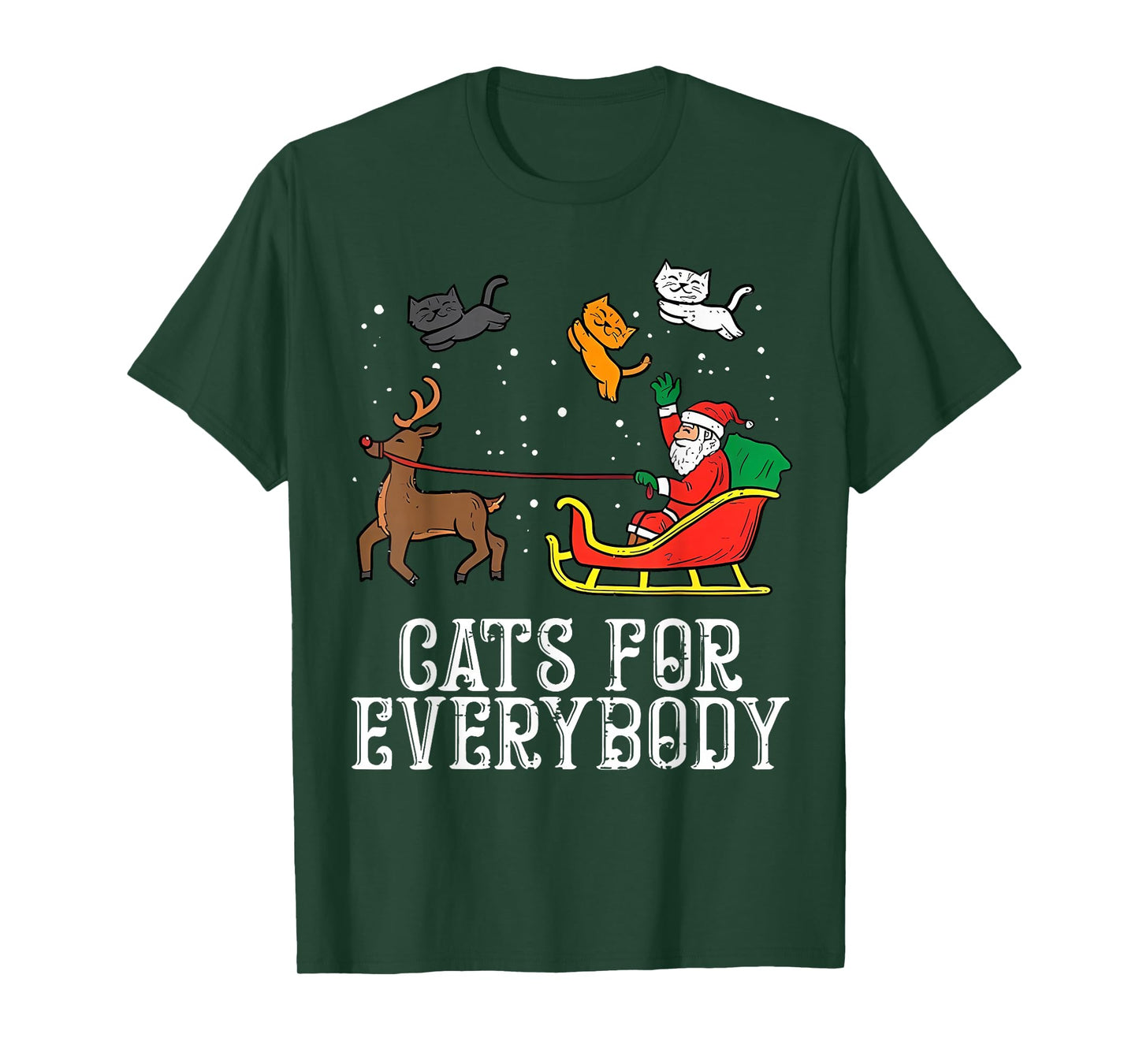 Cats for Everybody Christmas Cat Funny Xmas Women Santa T-Shirt