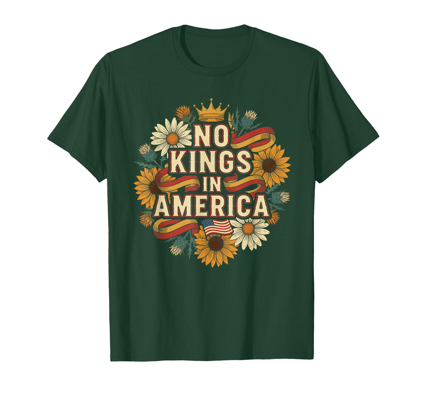 No Kings in America Bold Revolution Quote T-Shirt