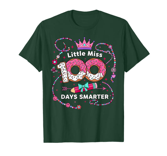 100 Days of School Girls Kids Little Miss 100th Day Smarter T-Shirt