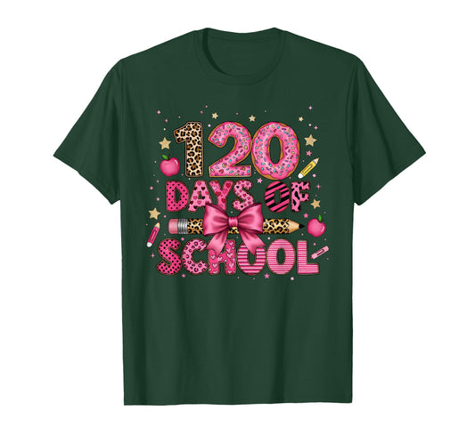 Pink Coquette Bow 120 Days of School Teacher Kids Matching T-Shirt