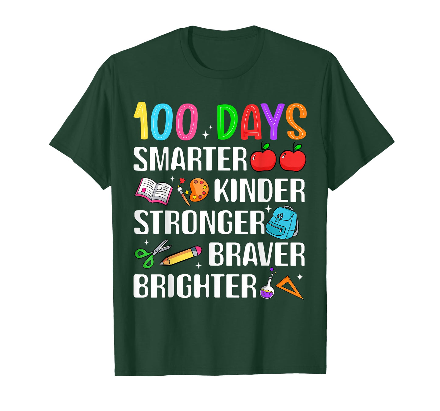 Happy 100th Day of School 100 Days Smarter Kinder Boys Girls T-Shirt