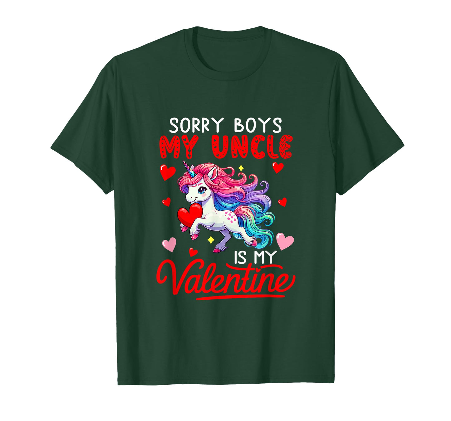 Sorry Uncle is My Valentine Funny Joke Boys Cute Unicorn T-Shirt