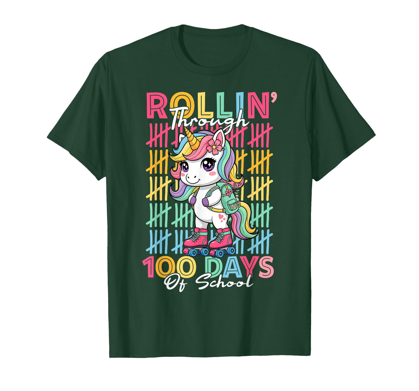 100th Day of School Unicorn 100 Days of School Kids Girls T-Shirt
