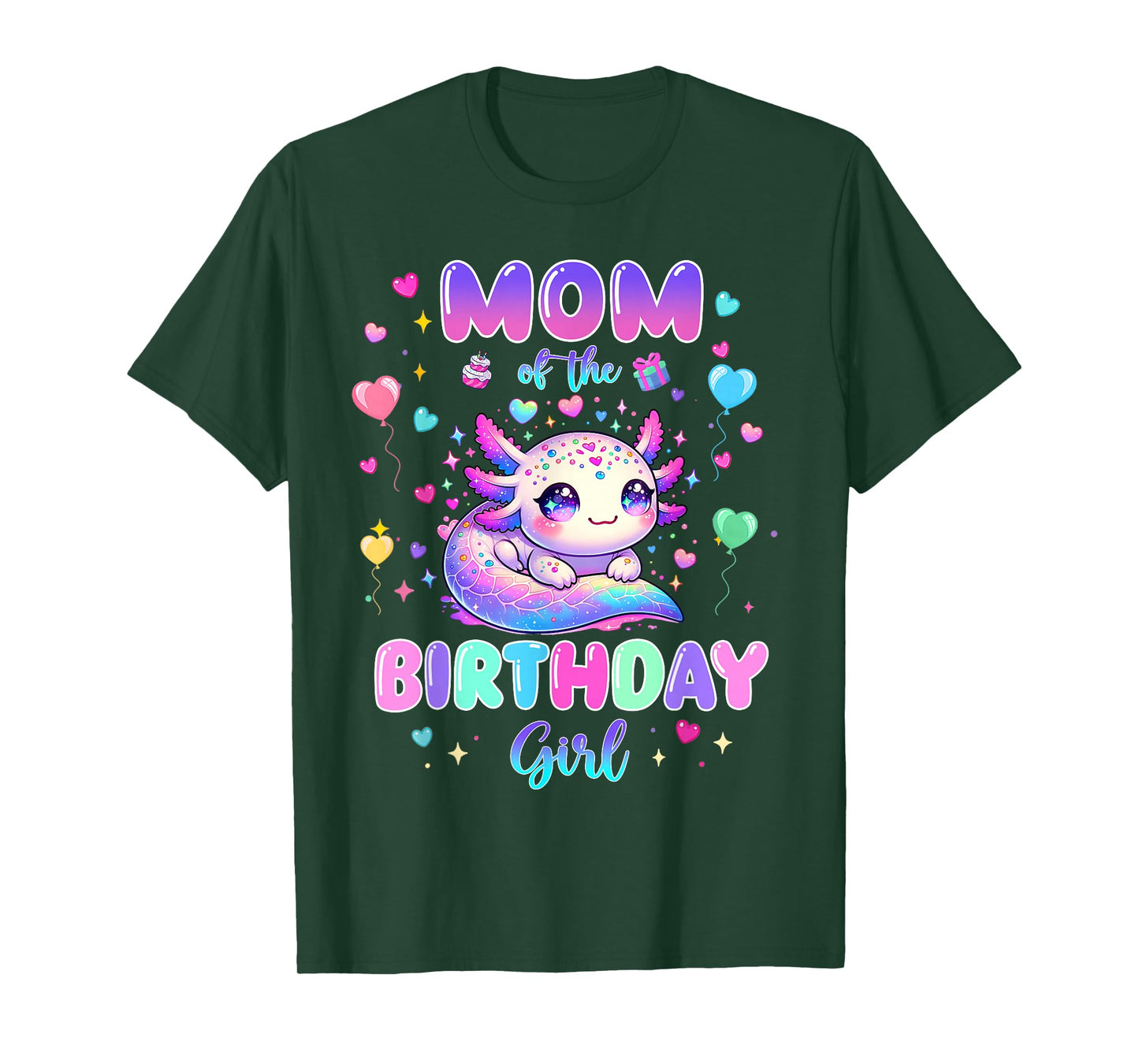 Mom of The Birthday Girl Axolotl Lover Theme Family Matching T-Shirt