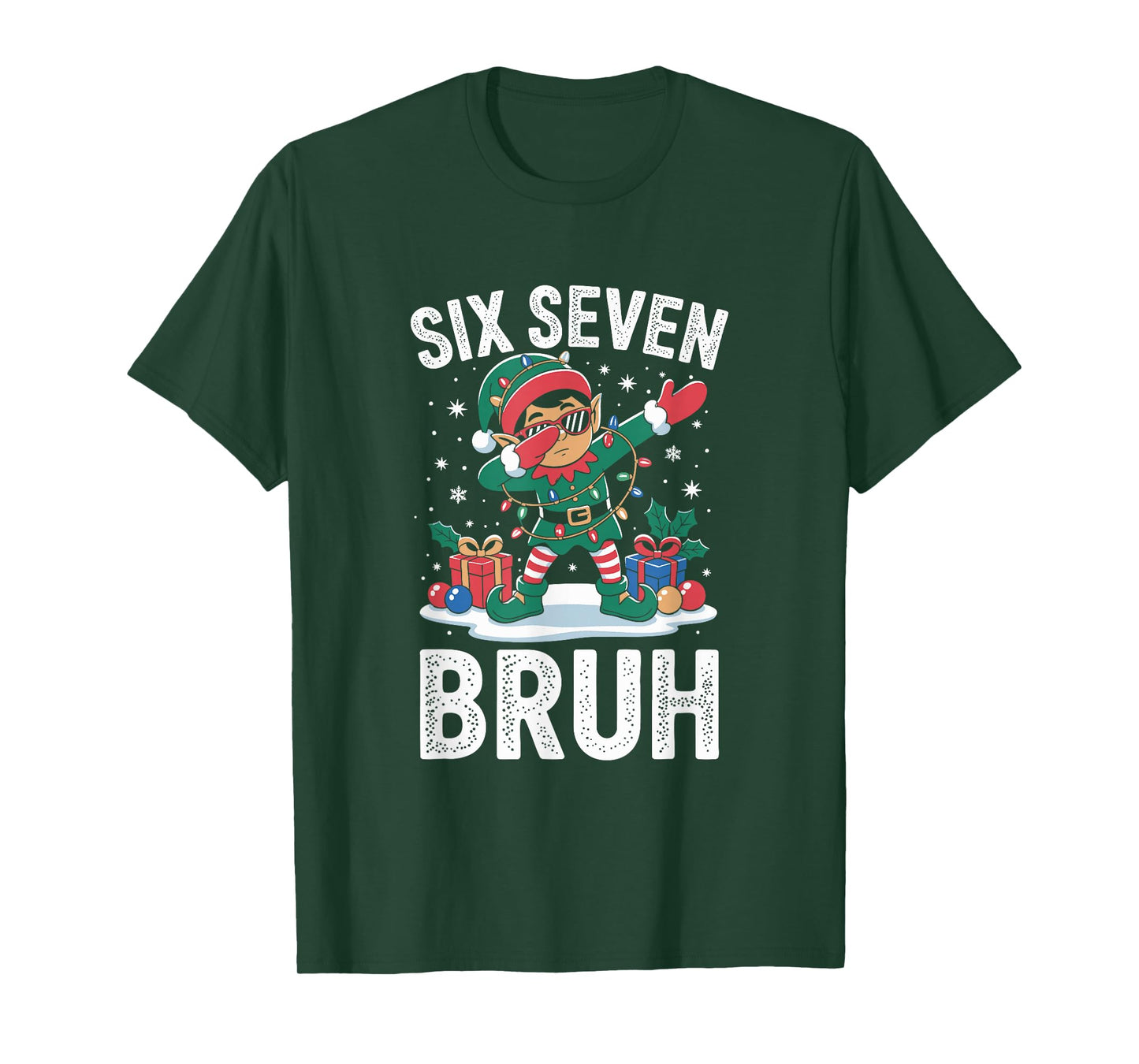 Funny Elf Dab 67 Six Seven Burh Christmas 6 7 Meme Dabbing T-Shirt