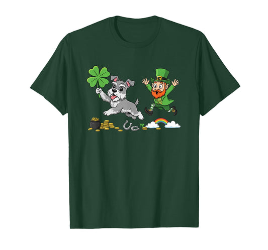 Miniature Schnauzer Clover St Patricks Day Womens Mens Kids T-Shirt