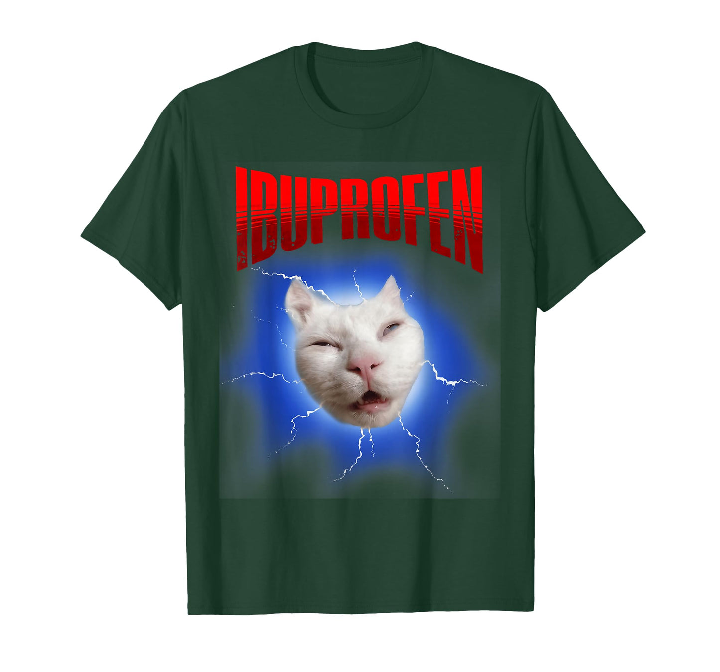 Funny Ibuprofen Cat Meme with Cringe Ugly Feline Face T-Shirt