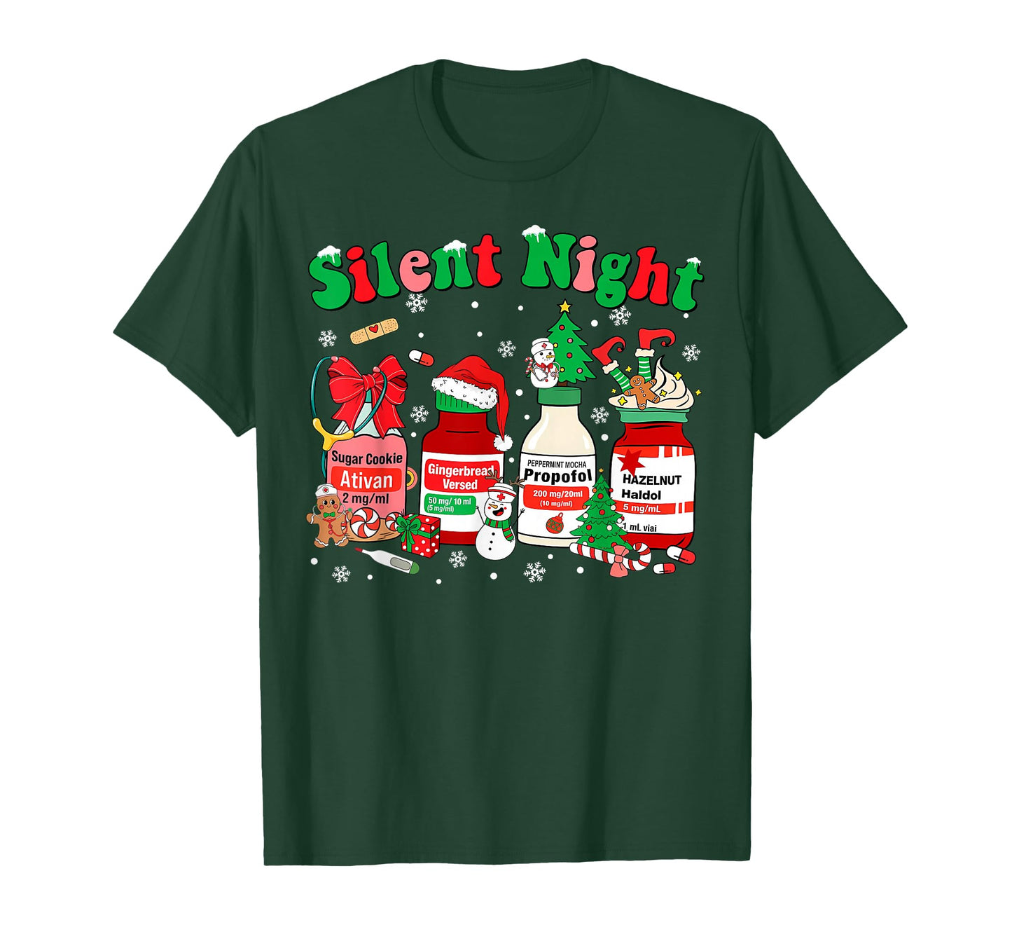 Funny Santa Propofol Silent Night ICU Nurses Merry Christmas T-Shirt