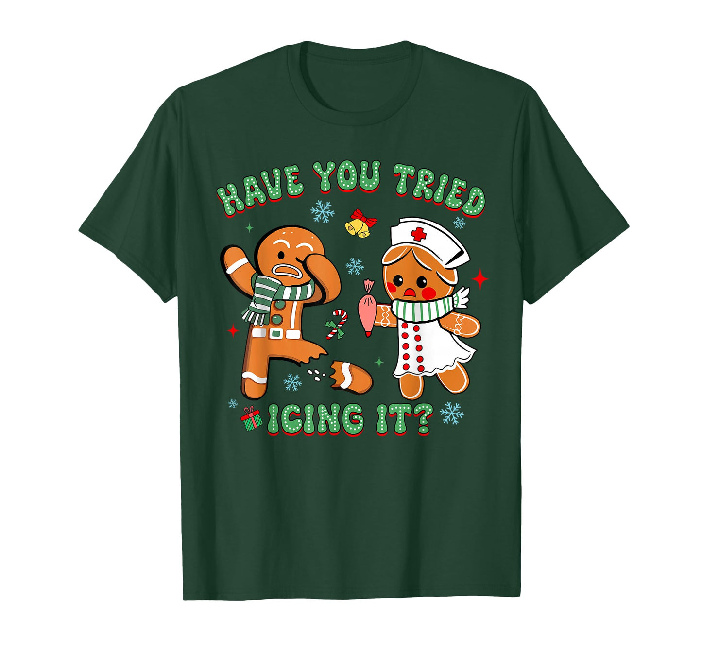 Retro Nurse Christmas Gingerbread Have You Tried Icing It T-Shirt