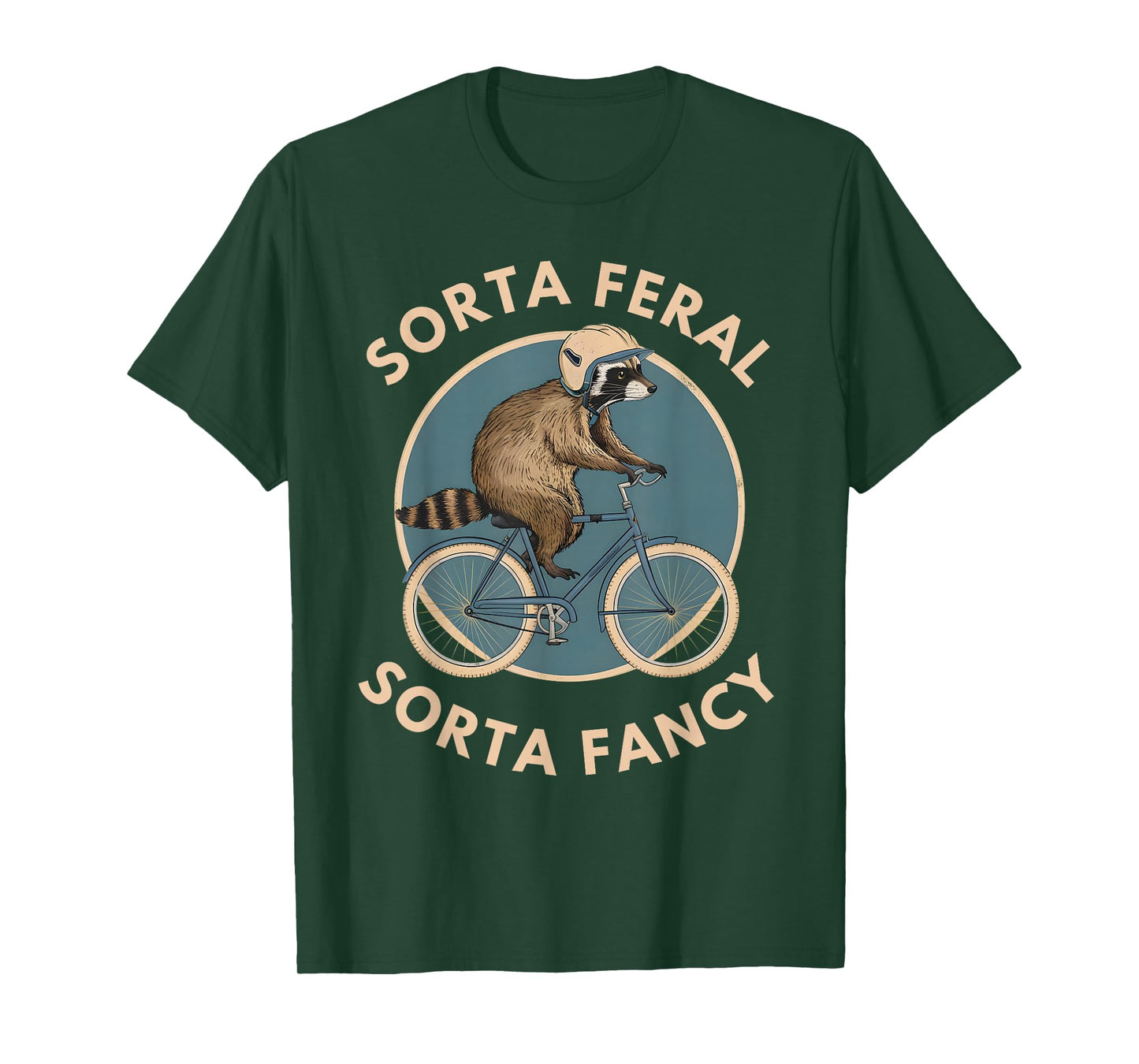 Raccoon Bicycle Riding Vintage Animal Funny Feral Cyclist T-Shirt