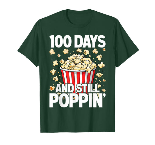 100th Day of School 100 Days and Still Poppin Kids Popcorn T-Shirt