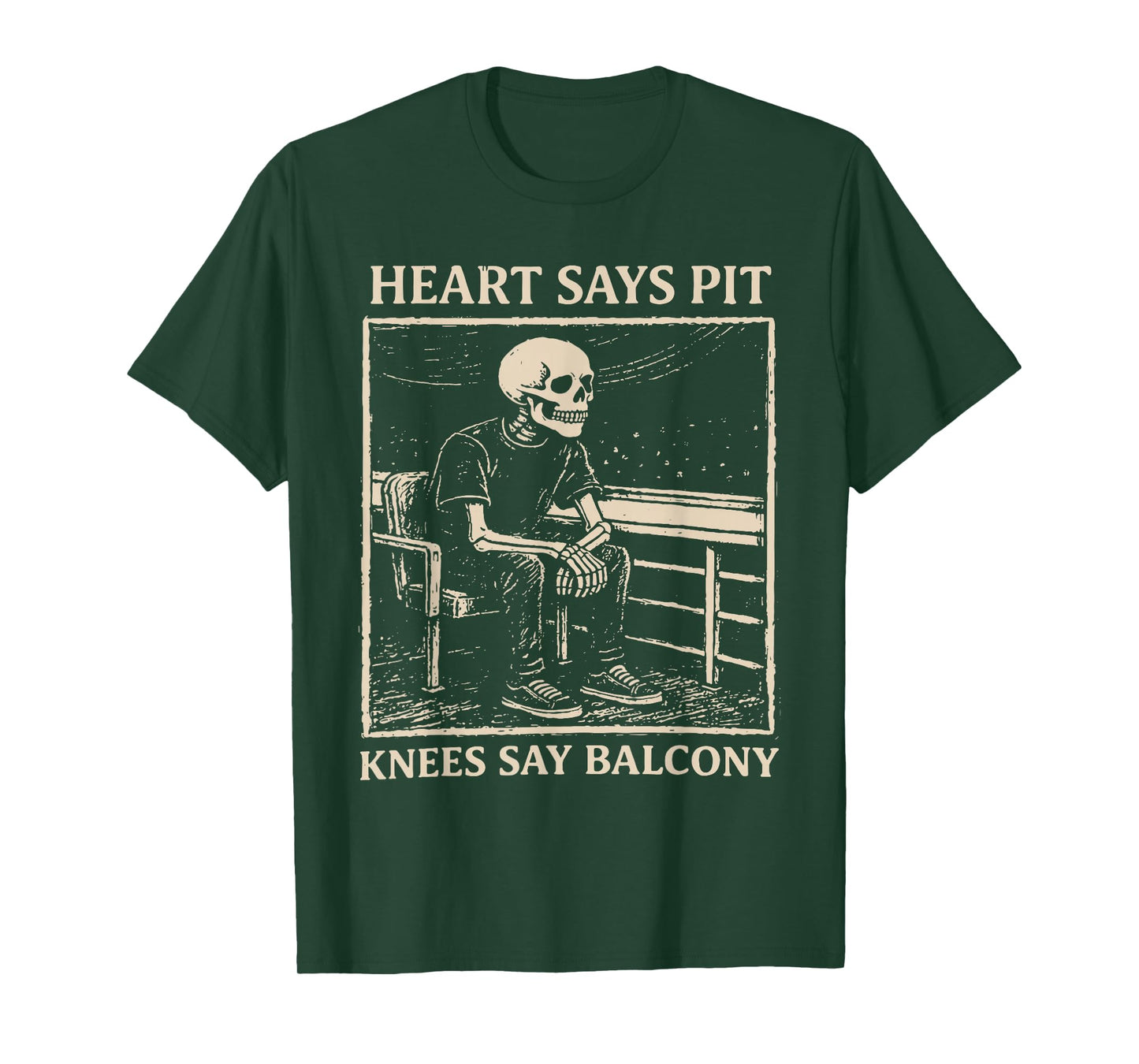 Heart Says Pit Knees Say Balcony Retro Vintage T-Shirt