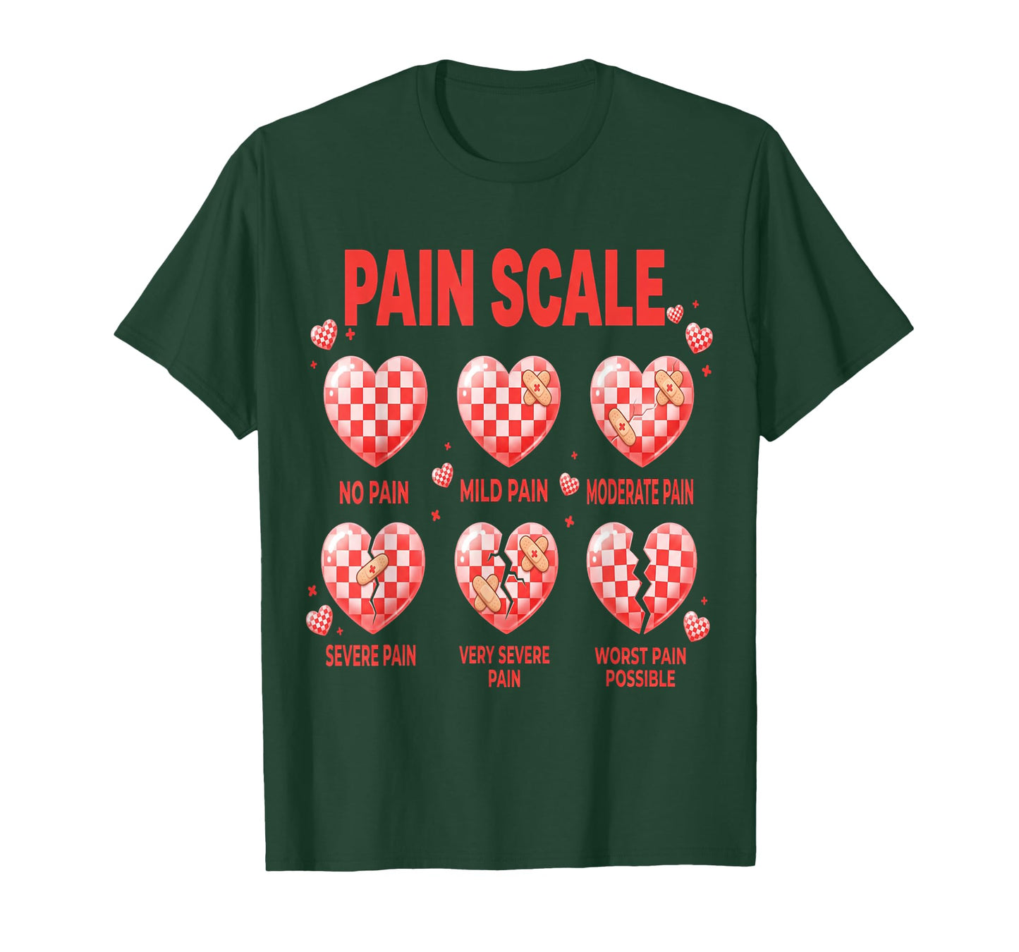Funny Pain Scale Nurse Valentines Nurses Heart RN ER Nursing T-Shirt