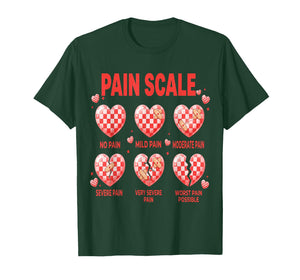 Funny Pain Scale Nurse Valentines Nurses Heart RN ER Nursing T-Shirt
