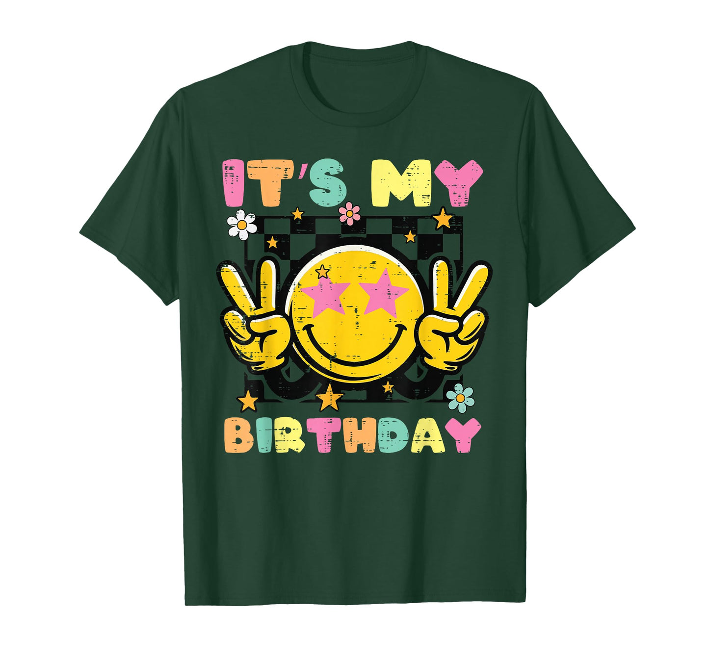 Its My Birthday Smile Happy Peace Retro Groovy Women Men Kid T-Shirt