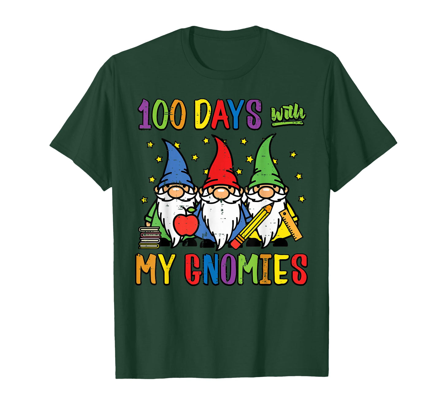 100 Days of School with Gnomies Funny 100th Day Women Kids T-Shirt