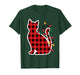 Red and Black Buffalo Plaid Cat Christmas Lights Men Women T-Shirt